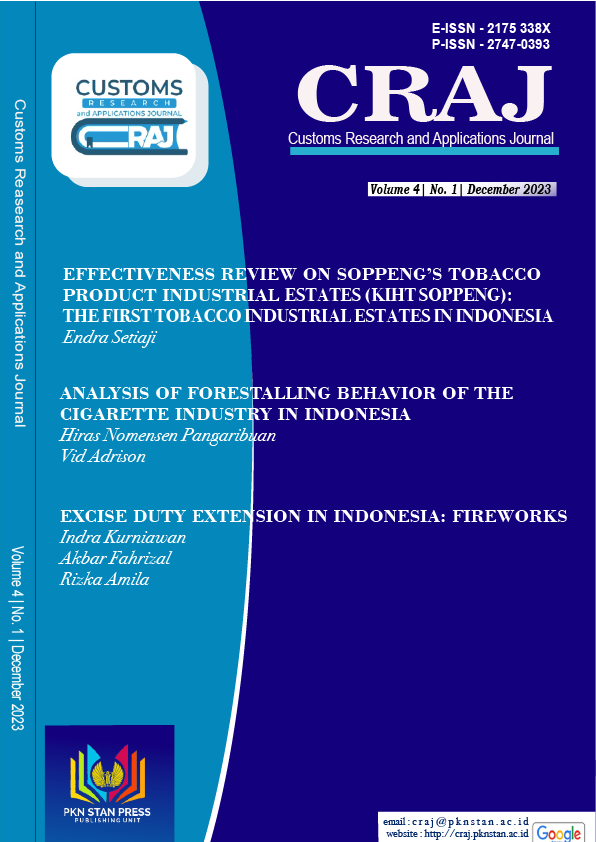 					View Vol. 4 No. 1 (2023): Customs Research and Applications Journal
				